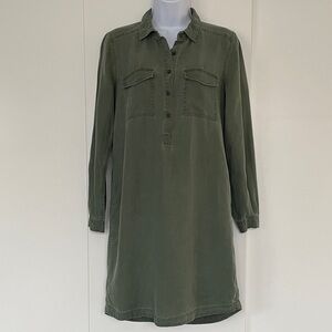 Old Navy Olive Green Midi Shirt Dress